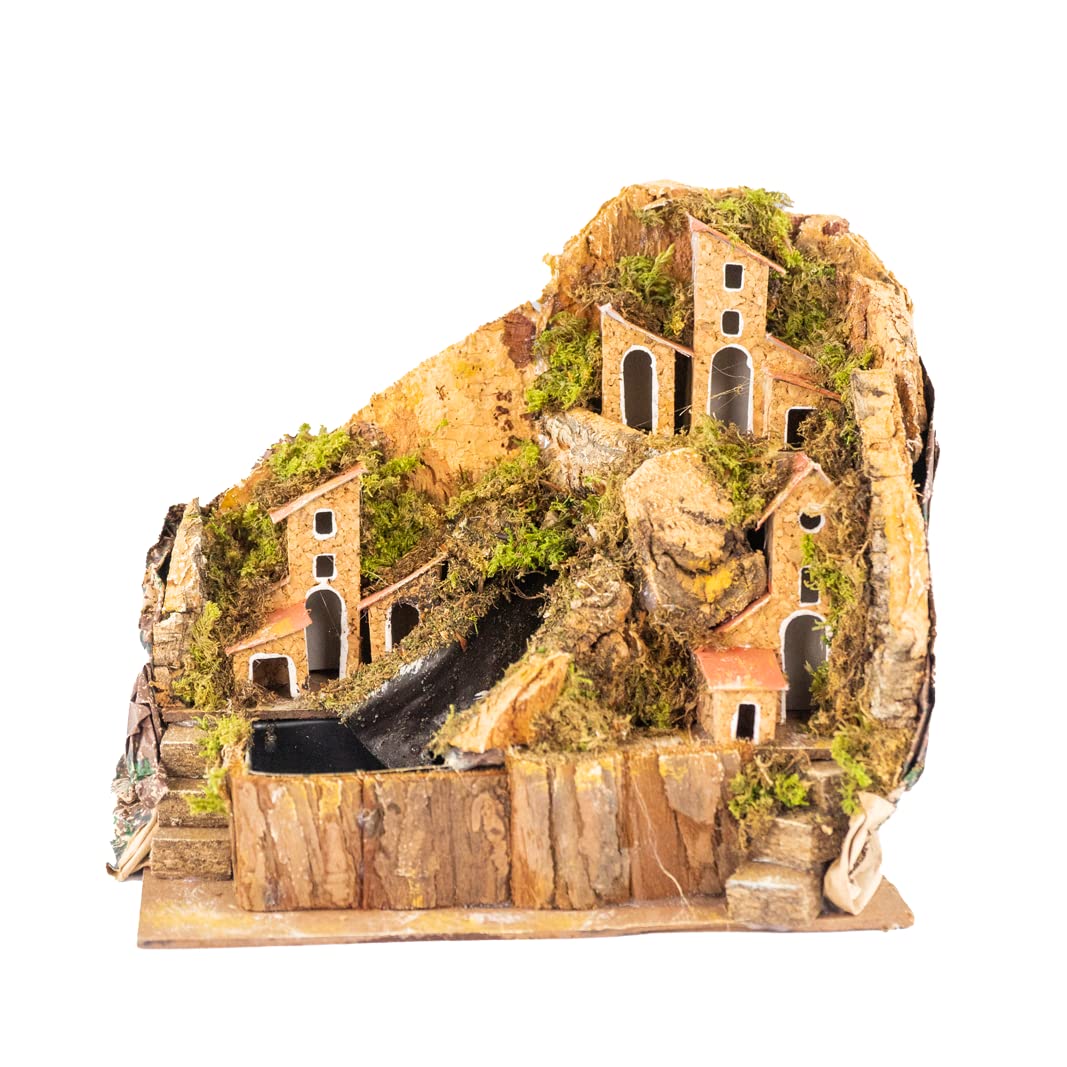 Bach für Krippe mit Häusern 20 x 14 x 20 cm (7,87 x 5,51 x 7,87 Zoll), Produkt von Hand gefertigt, M