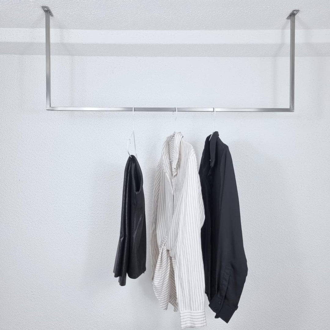 Kleiderstange U-Form zur Deckenmontage – Edelstahlstange für offenen Kleiderschrank & Garderobe | Mo