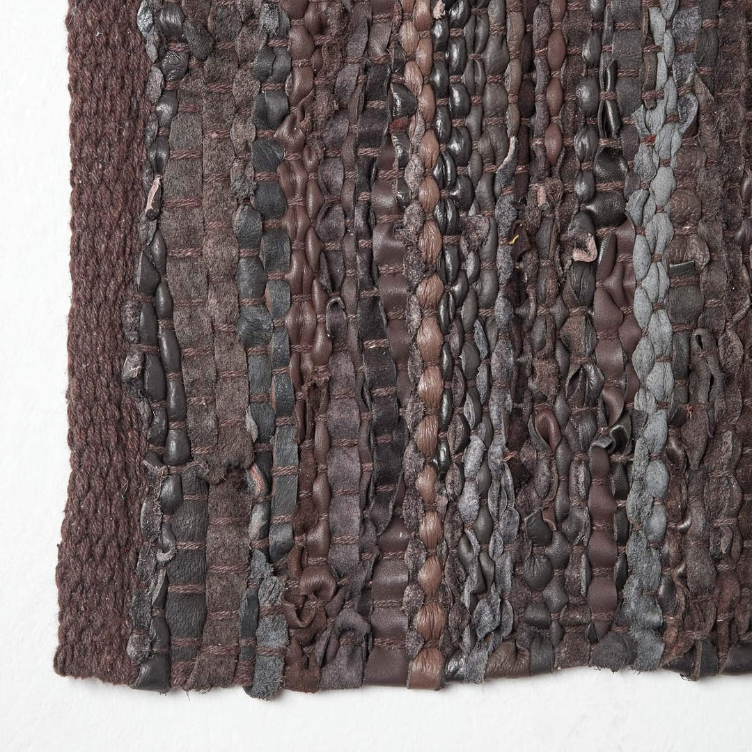 Homescapes Teppich/Bettvorleger Denver aus 100% recyceltem Leder, 90 x 150 cm, braun 90 x 150 cm Bra