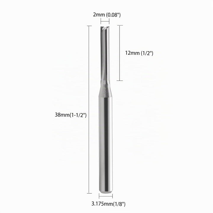 Schaftfräser,CNC fräser,fräser für oberfräse ,2 Flöten Gerade Fräser ，fräser 3.175mm 1/8"schaft，2mm