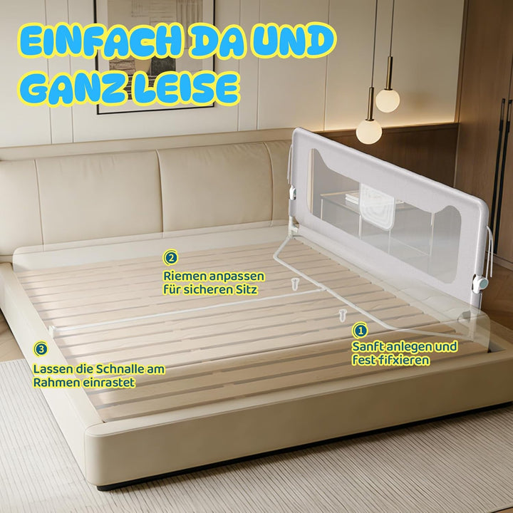 Soontrans Rausfallschutz Bett, Sanfter Halt für Wachsende Kinder &amp; Familienbett, Klappbar &amp; Höhenver