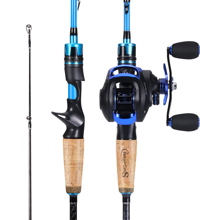 Sougayilang Casting Angelrute und Rollen-Kombi, 1.8m/2.1m MH Angelrute mit Baitcasting Rollen-Kombin