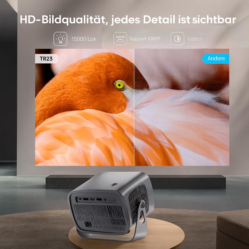 Smarter Projektor, Android 11-System, 1080P mit 4K-Unterstützung, Keystone-Korrektur, WiFi 6 &amp; Bluet