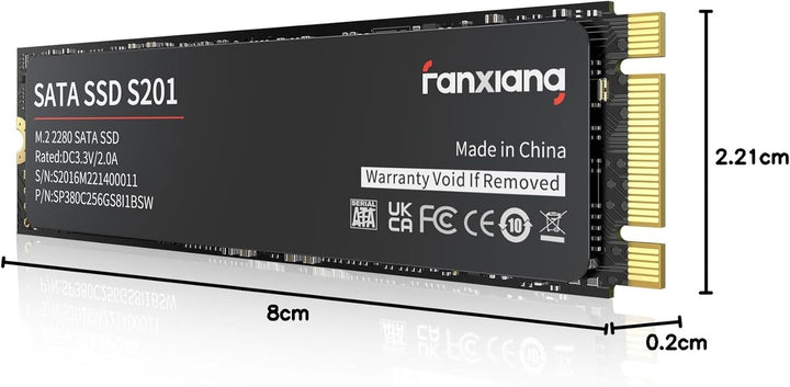 fanxiang M.2 SATA SSD 256GB 2280 Interne Festplatte mit SLC Cache, Hochgeschwindigkeits M2 SSD, Lese