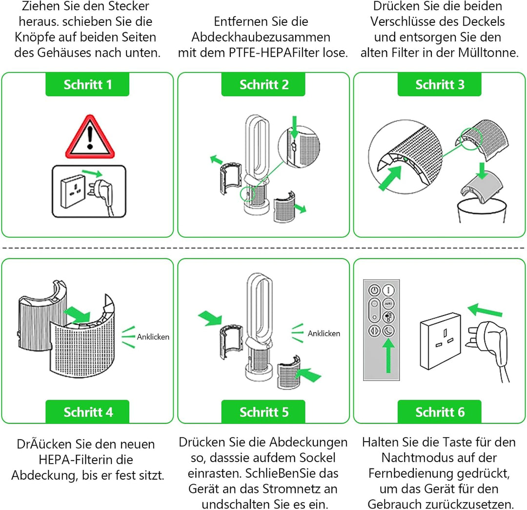 2-in-1 HEPA Filter und Aktivkohlefilter Kompatibel mit Dyson Luftreiniger DP04 HP04 HP06 HP07 HP09 P