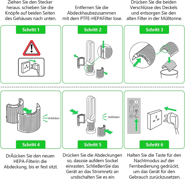 2-in-1 HEPA Filter und Aktivkohlefilter Kompatibel mit Dyson Luftreiniger DP04 HP04 HP06 HP07 HP09 P