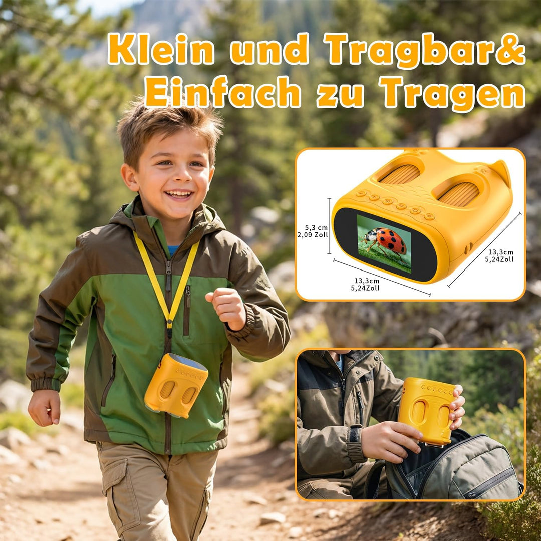 2 in 1 Digitales Kindermikroskop und Fernglas Kinder, 2,0" IPS HD Taschenmikroskop, 10x Vergrösserun