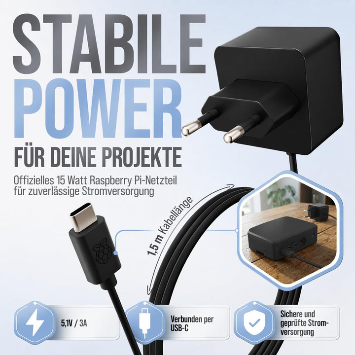 Raspberry Pi 4 2GB Starter-Kit Black | Offizielles Netzteil 15W | Offizielles Gehäuse | 64GB Edition