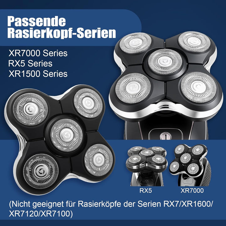 Rasierer Ersatzköpfe Kompatibel mit Balder Glatzenrasierer RX5/XR7000/XR1500, Kopfrasierer Scherkopf
