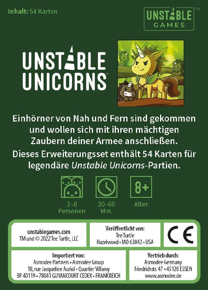 Unstable Games, Unstable Unicorns – Legendäre Einhörner, Erweiterung, Partyspiel, Kartenspiel, 2-8 S