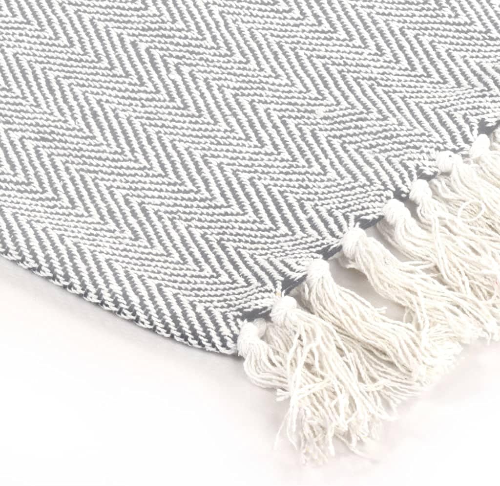 vidaXL Überwurf Baumwolle Fischgrätmuster 125x150cm Grau Tagesdecke Decke 125 x 150 cm Grau, 125 x 1