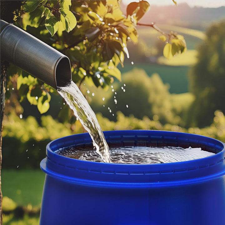 Garronda 220 Liter Regentonne mit Deckel Weithalsfass aus HDPE Regenfass für Garten Fass 220l Regenw