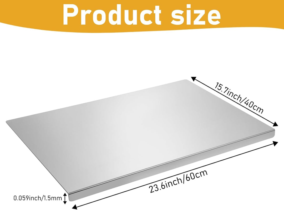Rainmae 60 x 40cm Edelstahl Schneidebrett Für Fleisch,Fisch & Gemüse,Backen Schneidbrett Metall Stah