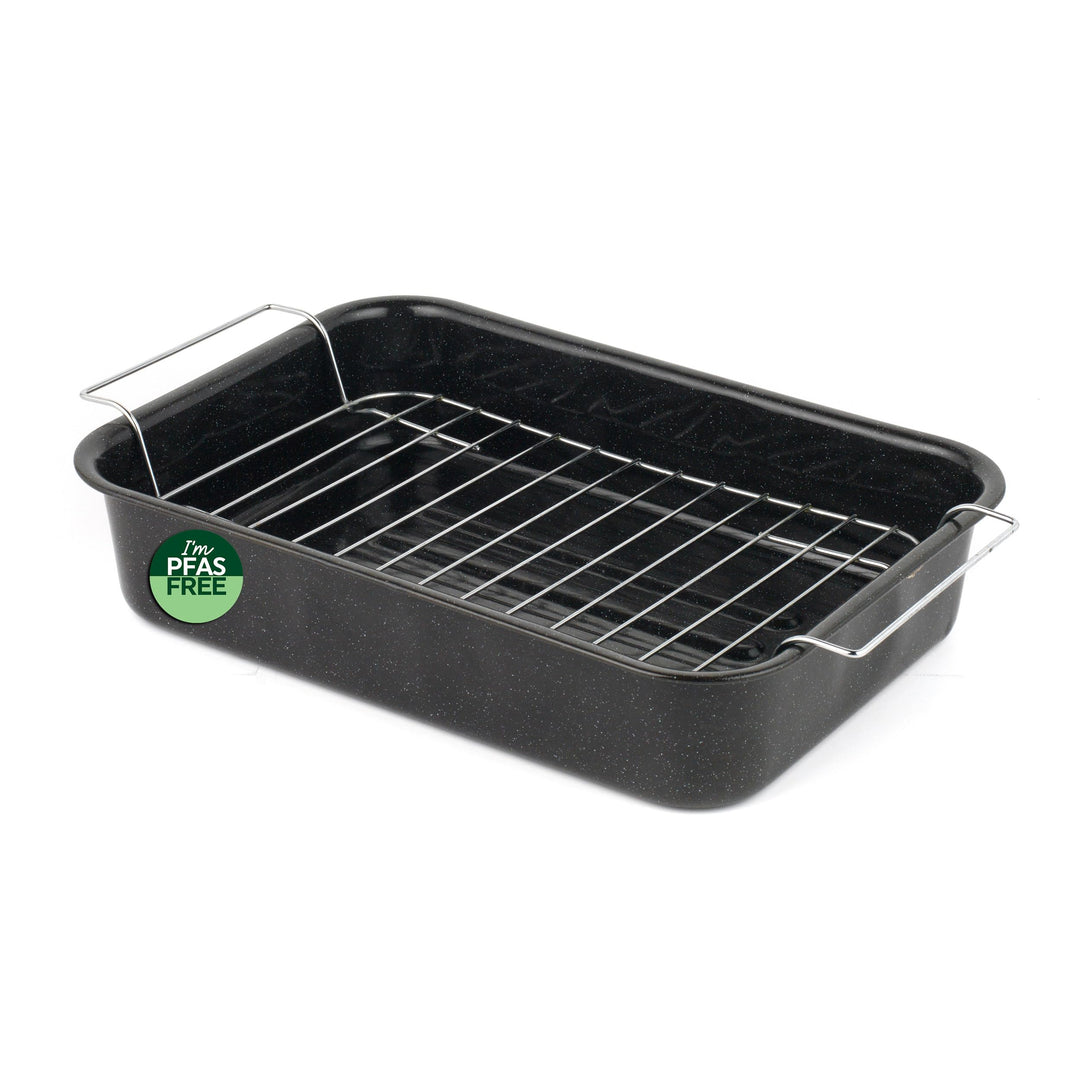 Russell Hobbs CW9161 Romano 34cm Emaille bräter - mit gitter, rechteckige auflaufform mit rost, Spül