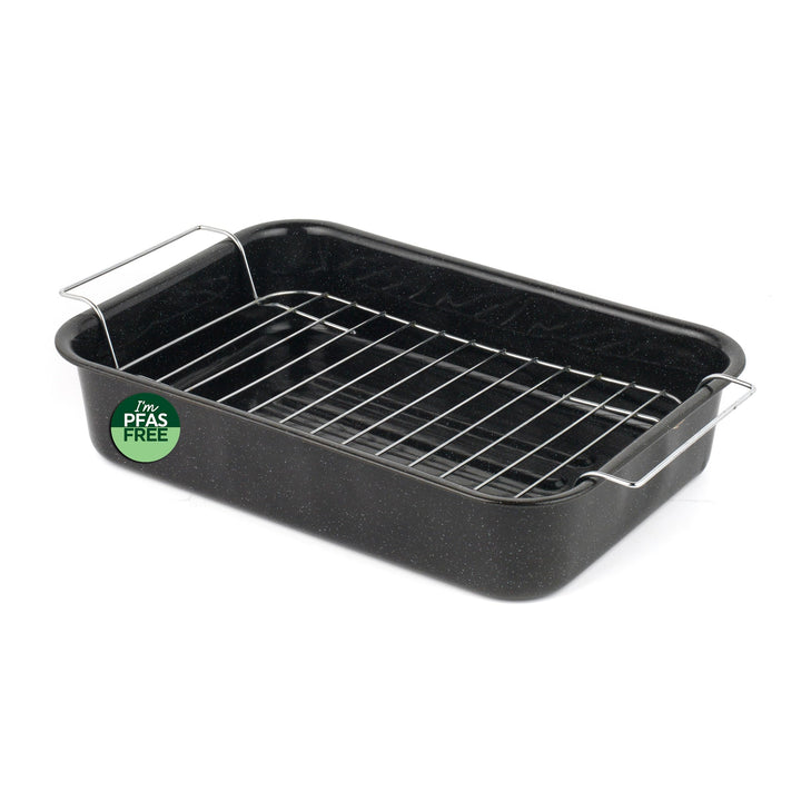 Russell Hobbs CW9161 Romano 34cm Emaille bräter - mit gitter, rechteckige auflaufform mit rost, Spül