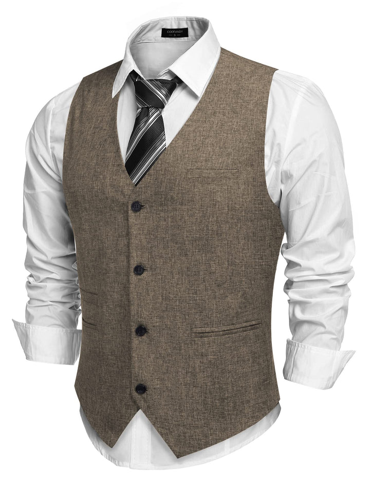 COOFANDY Herren Weste Casual Anzug Weste V-Ausschnitt Formale Business Party Hochzeit Trachtenweste