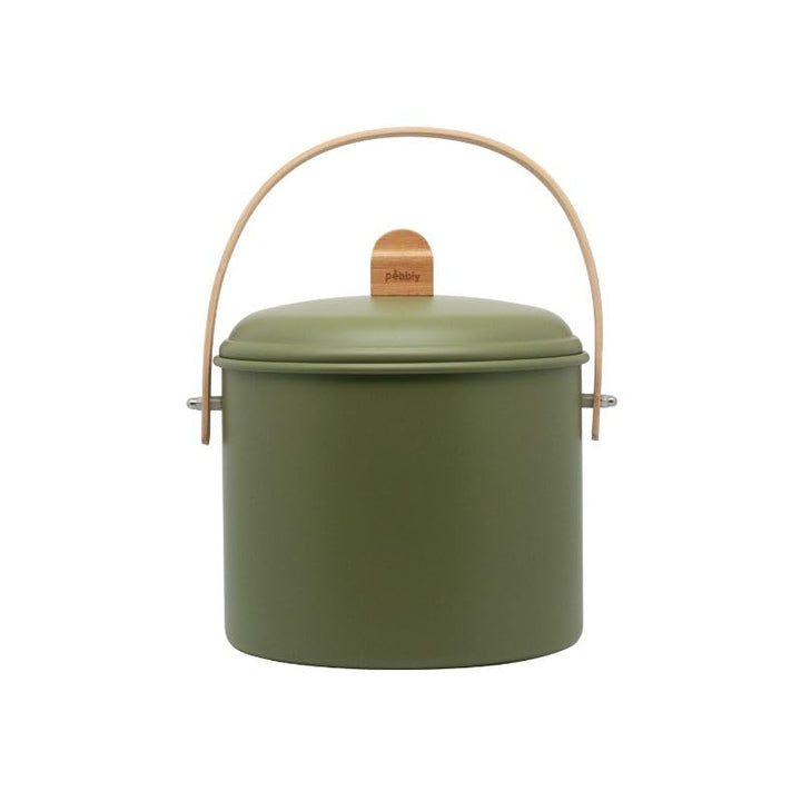 PEBBLY – Komposteimer für den Innenbereich aus Stahl mit Bambusgriff – 7 Liter – Ø 22 x 25 cm – inkl