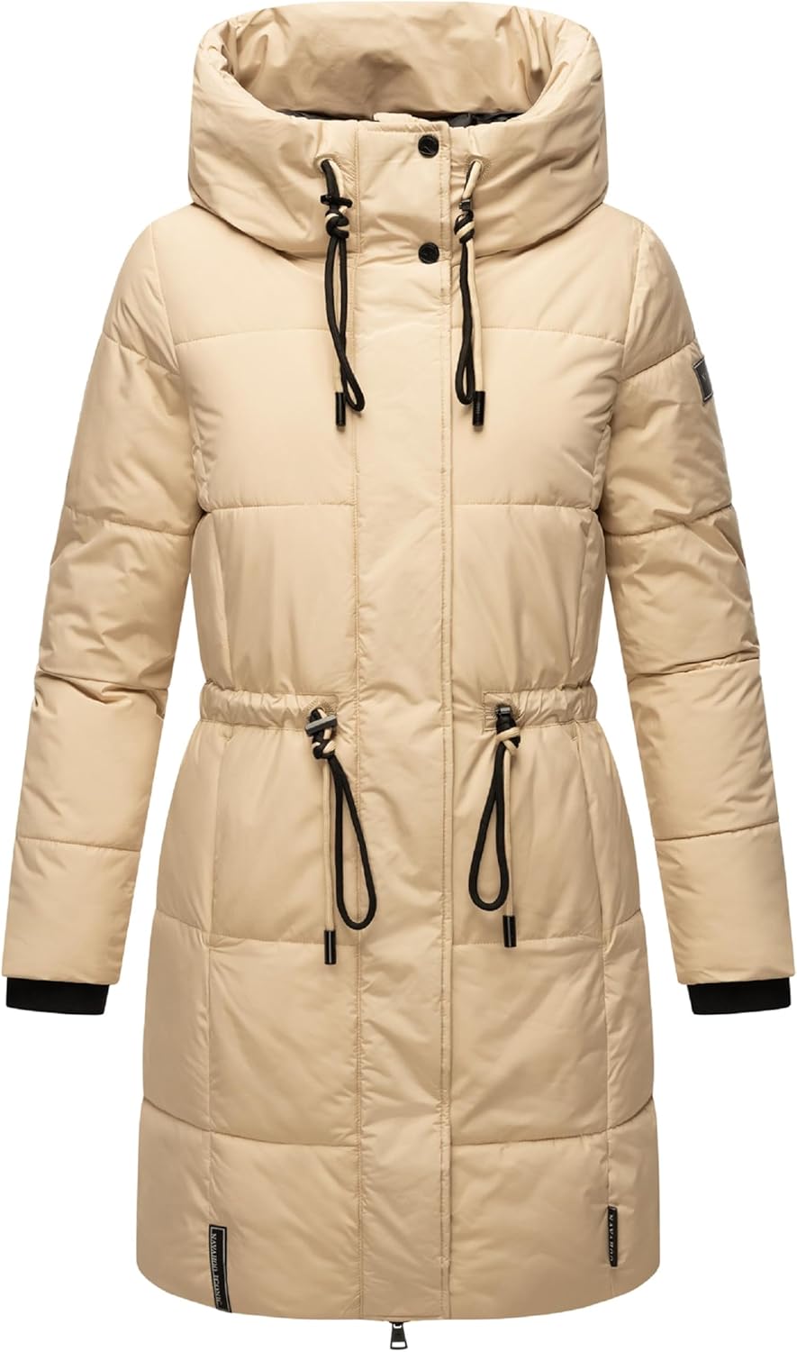 Navahoo Damen Wintermantel kurzer Steppmantel mit Kapuze Zuckertatze XIV XS-XXL S Beige, S Beige