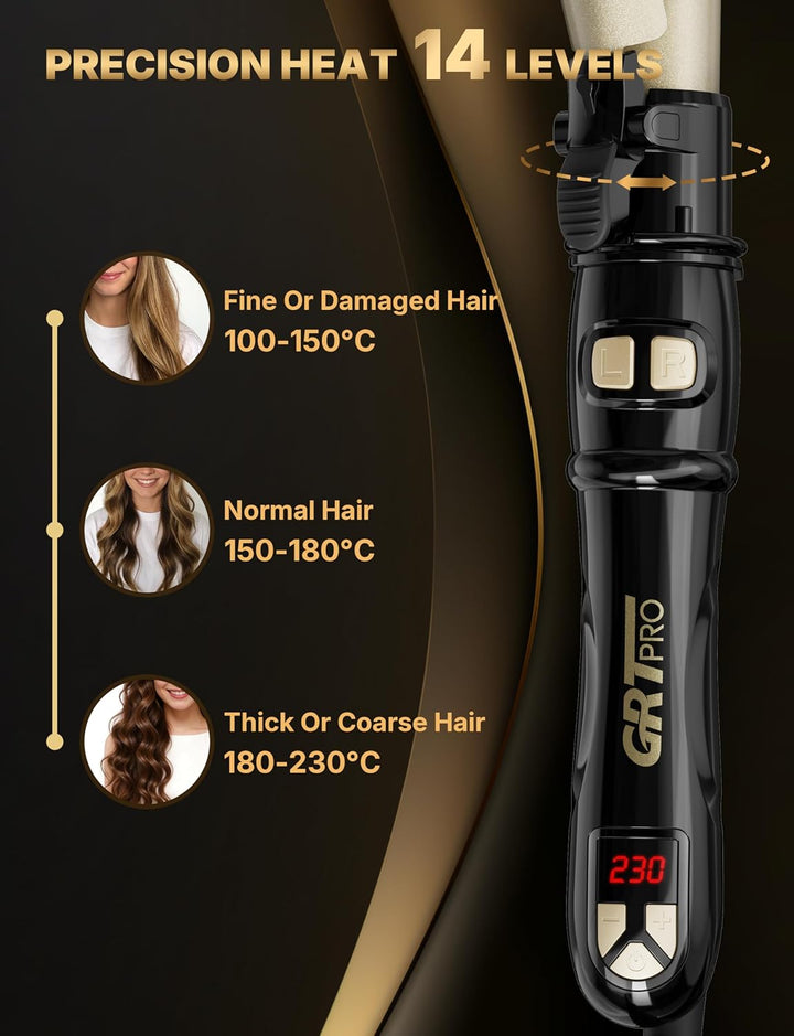 Automatischer Lockenstab mit Rotation 28mm - Profi Lockenstab Grosse Locken mit 14 Heizstufen (100-2