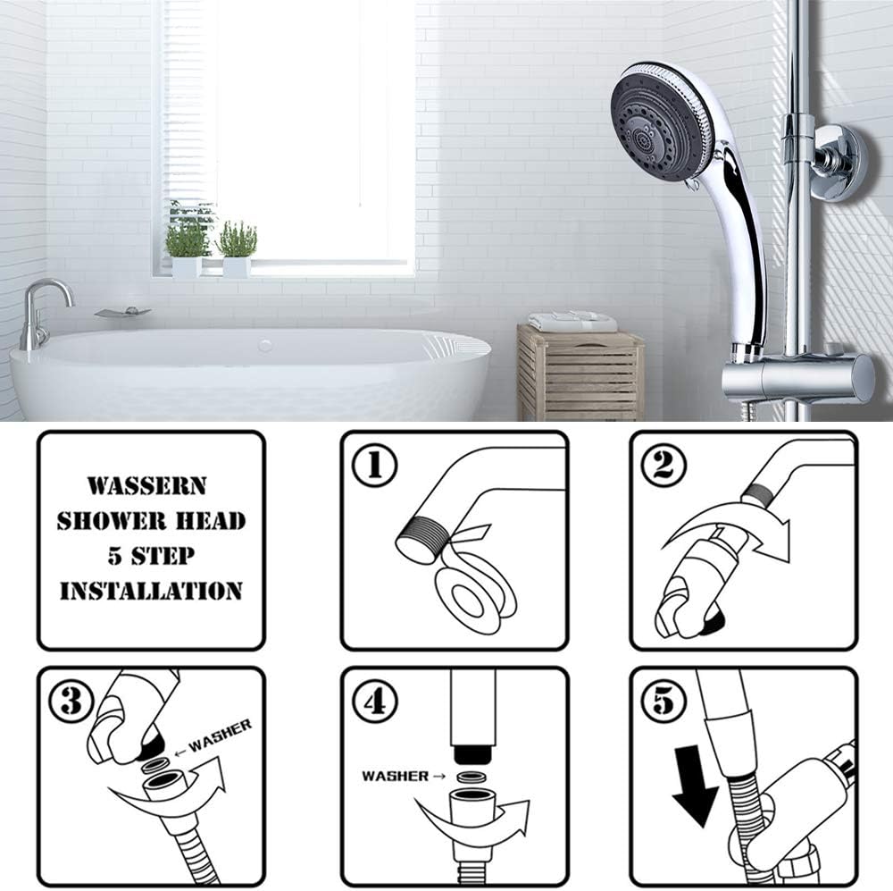 Lucksun Duschkopf und Schlauch, 7 Modi, grosse Luxus-Duschköpfe, mit Handbrause, Hochdruck-Duschkopf