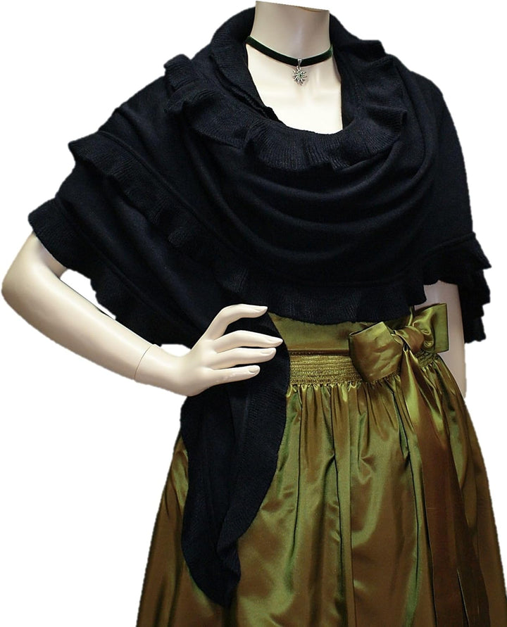 Poncho Cape Trachtentuch Umhang Stola Schultertuch Trachten-Tuch Damen Strickponcho Tracht Strick Tr