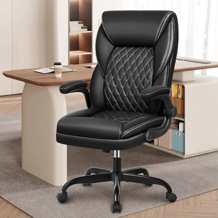 BestEra Executive Chefsessel Office Chair, Gross und Hoch Leder Ergonomic Bürostuhl Hoch Rücklehne H