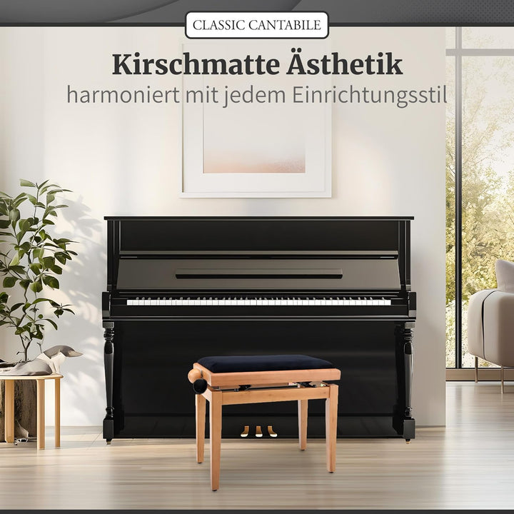 Classic Cantabile Pianobank Kirsche-matt (Höhenverstellbar von 47-56cm, Spindelmechanik, Sitzfläche