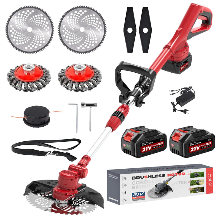 Akku Rasentrimmer mit Akku und Unkrautbürste, Rasentrimmer für Makita-Akkus, 90° Trimmwinkel, 180° F