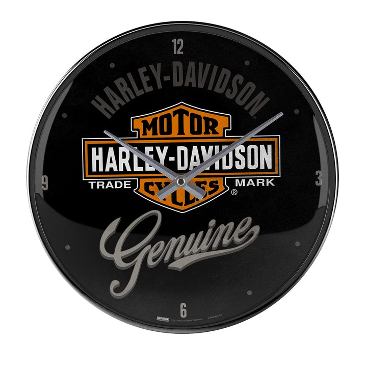 Nostalgic-Art Retro Wanduhr, Ø 31 cm, Harley-Davidson – Genuine – Geschenk-Idee für Biker, Grosse Kü