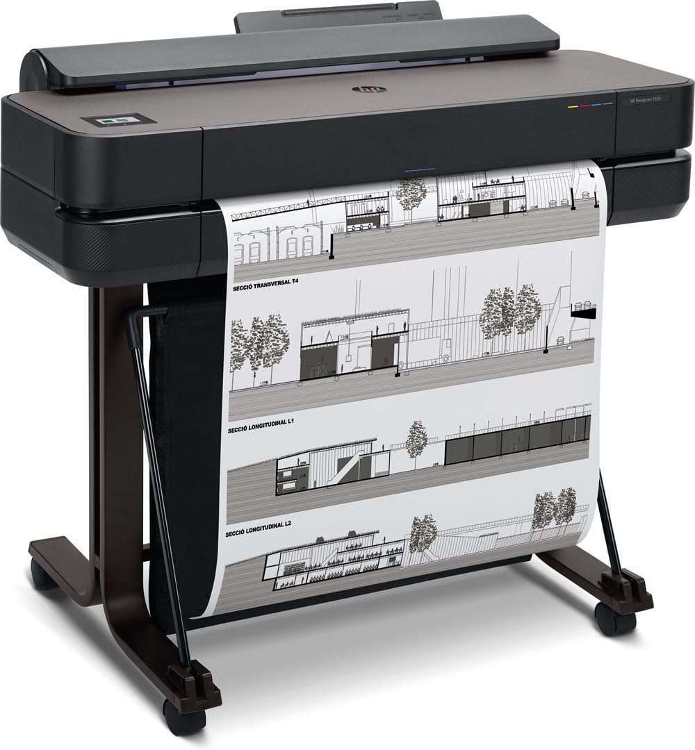 HP DesignJet T650 Grossformatdrucker, 24 Zoll, bis zu A1, mobiles Drucken, Wi-Fi, Gigabit Ethernet,