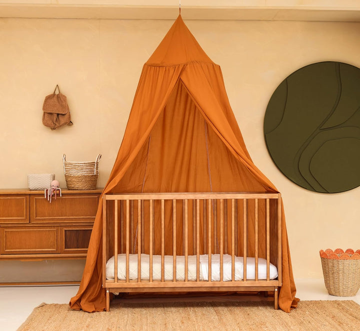 Karamellfarbener Baldachin für Kinderzimmer | Hängender Betthimmel für Babybett | Moskitonetz für St