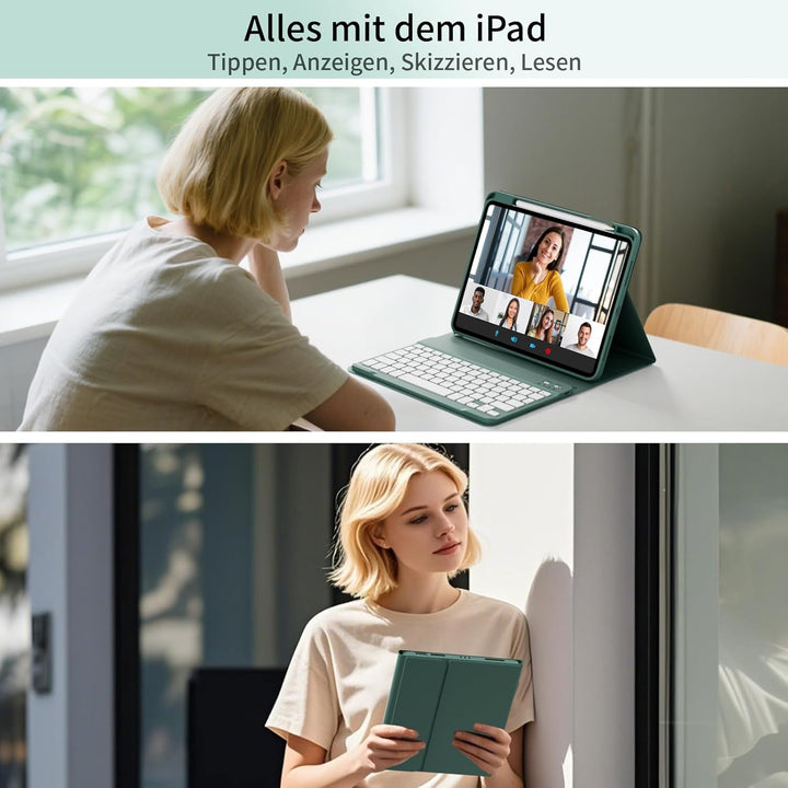 GKABXY Hülle mit Tastatur für iPad A16 11 Generation 2025/10 Generation 2022(11/10.9 Zoll), Soft TPU