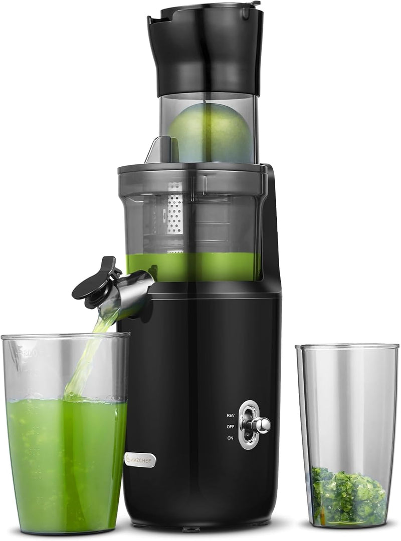 AMZCHEF Ganzfrucht Entsafter - 80MM grosse Öffnung Slow Juicer - Entsafter Gemüse und Obst Testsiege