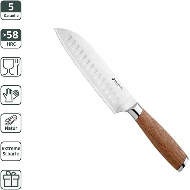 Paul Wirths SURU Santoku-Damastmesser, Santokumesser mit 18cm Klinge aus japanischem Damaststahl, ja