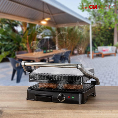 Clatronic KG 3487 Kontaktgrill für beidseitiges, fettfreies Grillen, antihaftbeschichtete Grillplatt