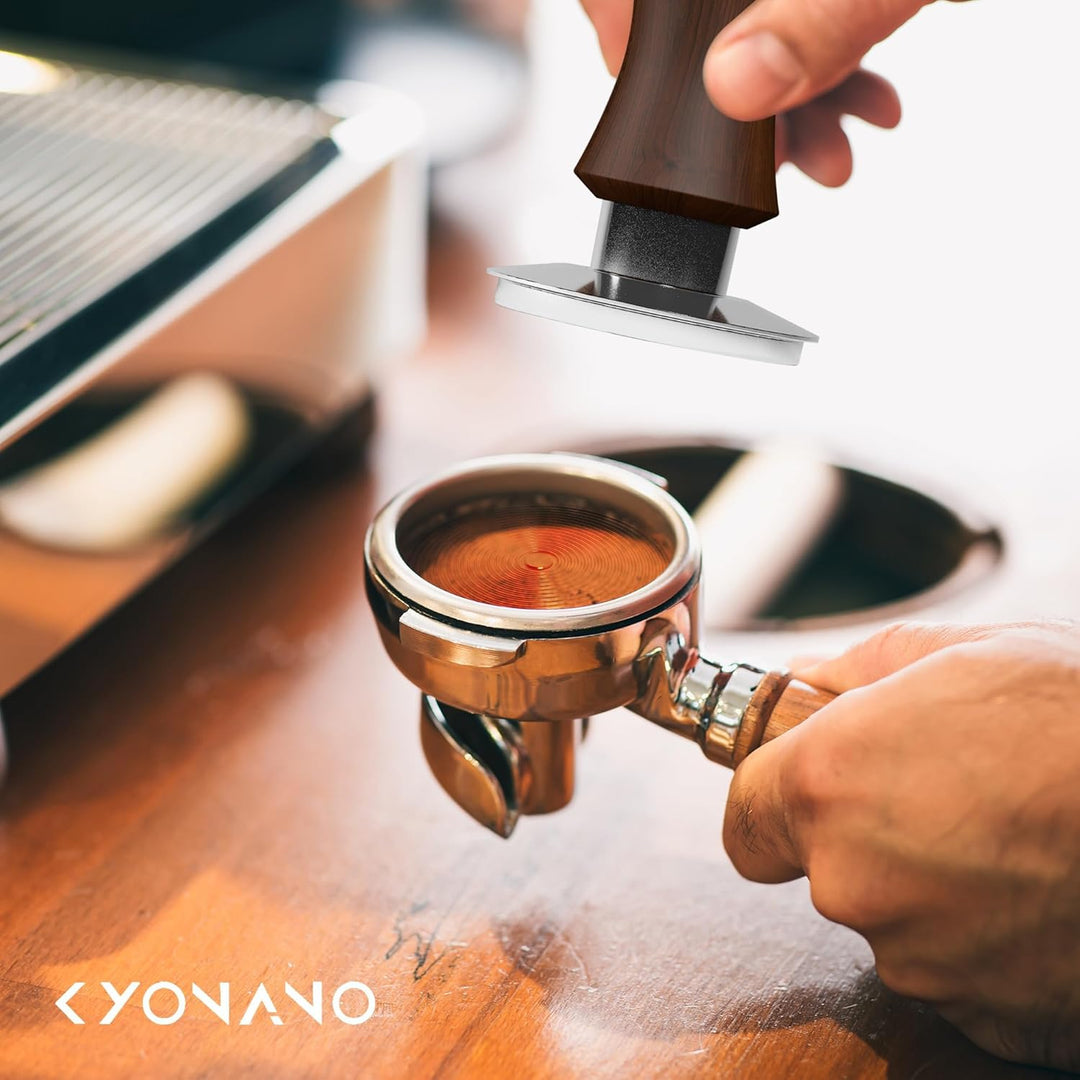 KYONANO Tamper 58,5mm, Kaffee Espresso Tamper, stilvoller Decent Force Tamper, auf 30 lbs Anpressdru