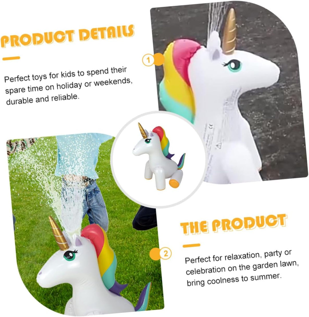 BESTonZON Aufblasbarer Einhorn Wassersprinkler für Outdoor Gartensprinkler Sommerspass Wasserspielze