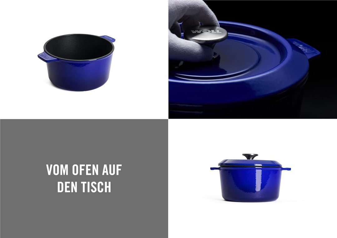 Woll Iron Gusstopf mit Deckel und Silikongriffen - Induktiv -, Ø 16 cm, 8 cm hoch, 1,3l - Geeignet f