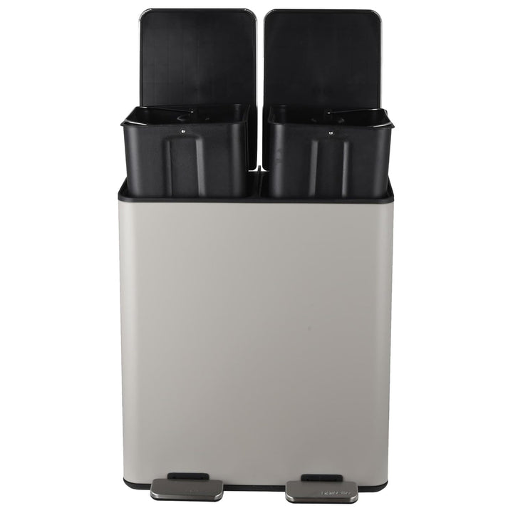 Spirella – 40-Liter-Küchenabfalleimer (2 x 20 Liter) mit Pedalantrieb – Modell Aliya – Gebürsteter E