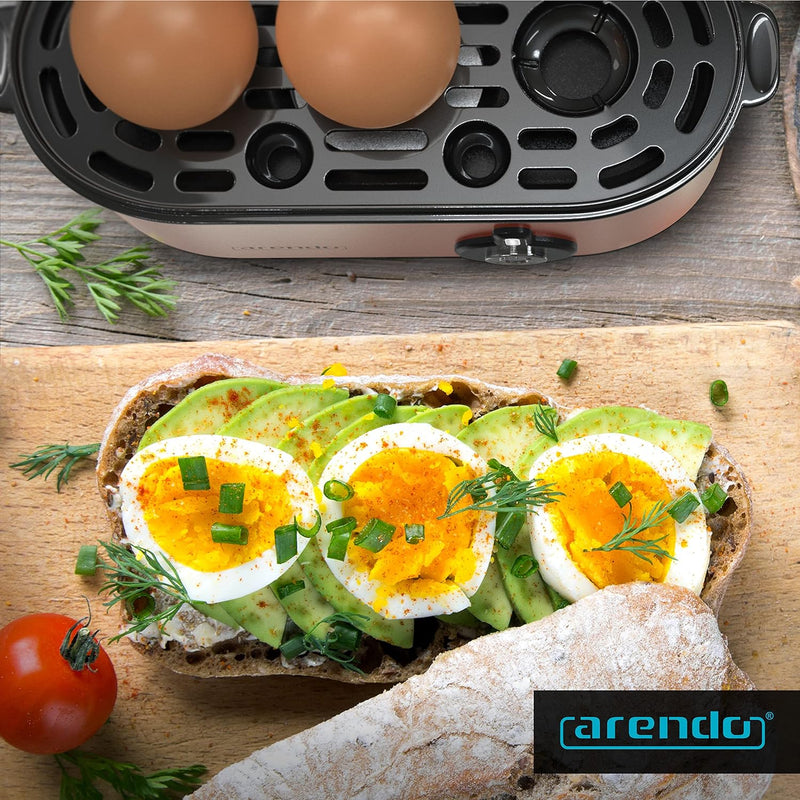 Arendo - Edelstahl Eierkocher Threecook - Egg Cooker - EIN AUS-Schalter - Wählbarer Härtegrad - 210