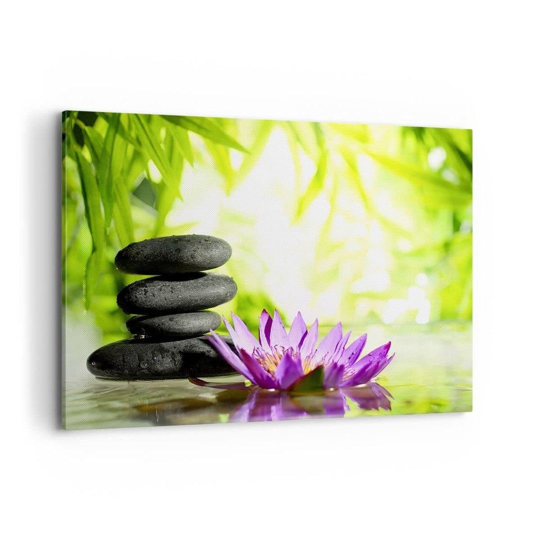 Bilder auf Leinwand 100x70cm Leinwandbild Spa bambus blume wasser Gross Wanddeko Bild Schlafzimmer K