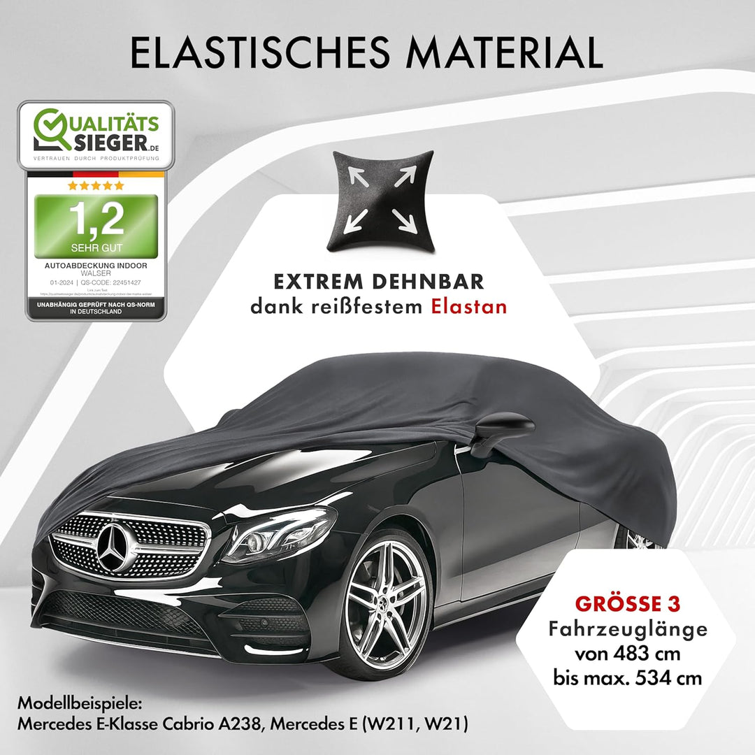 WALSER Premium Abdeckung Auto Indoor Stretch Plus Qualitätssieger Sehr Gut* Autoabdeckung Winter Aut