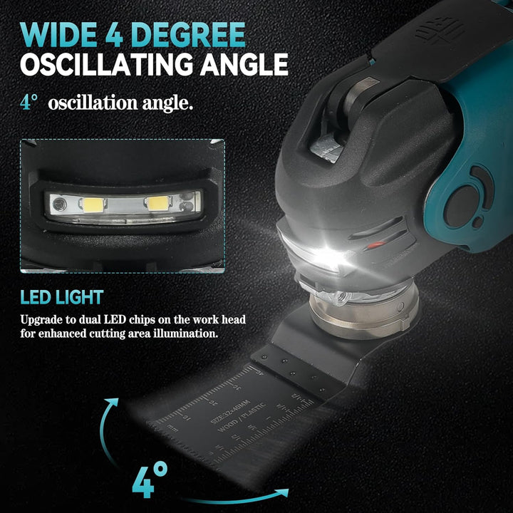 Akku Multifunktionswerkzeug für Makita 18V, Oszillationswerkzeug Akku Bürstenlos Motor Multitool 4°