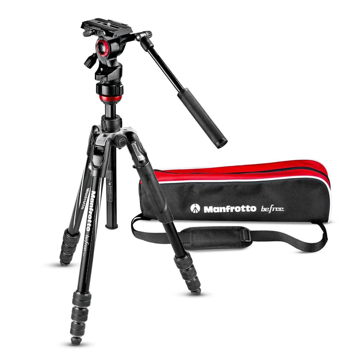 Manfrotto Travel Befree Live Aluminium Stativ Twist, Videokopf, schwarz, kompakt (MVKBFRT-LIVEUS) Be