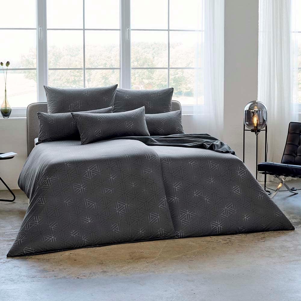 ESTELLA Mako Interlock Jersey Bettwäsche Pippa anthrazit 155x200 cm + 80x80 cm, 155x200 cm + 80x80 c