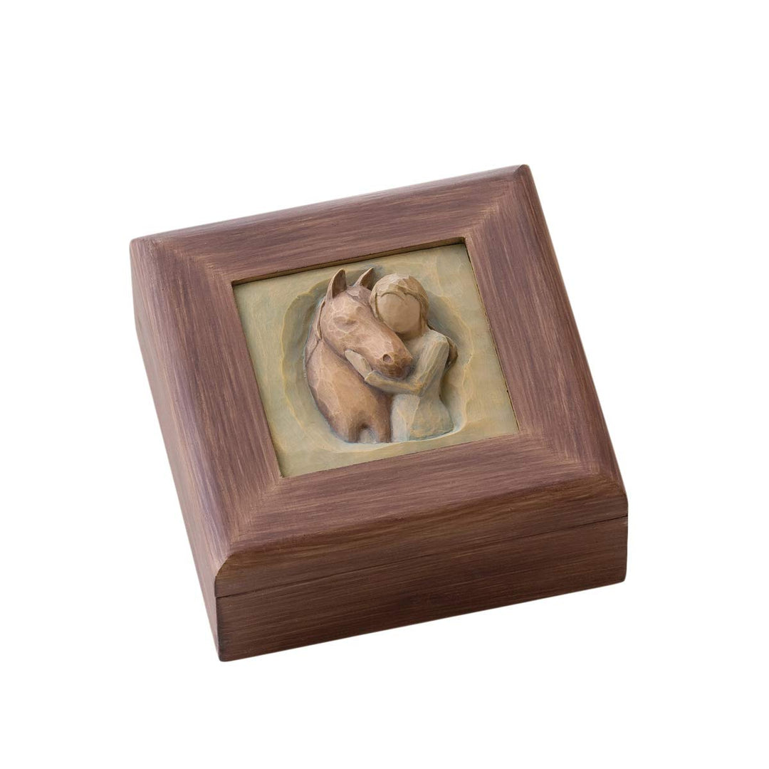 Willow Tree Quiet Strength Memory Box Modern, Quadratische, handbemalte Holzkiste mit aufklappbarem