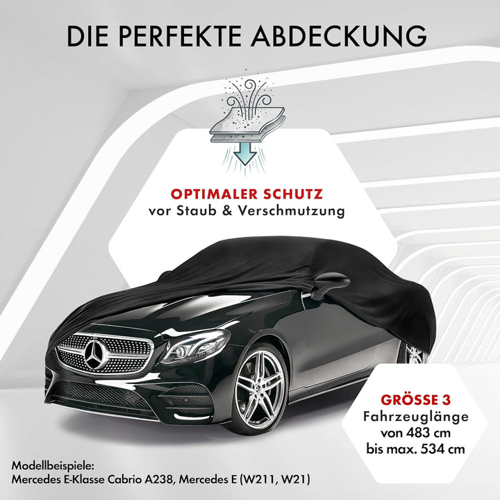 WALSER Abdeckung Auto Indoor Stretch Basic, Autoabdeckung Winter, staubdichte Autogarage Abdeckung,