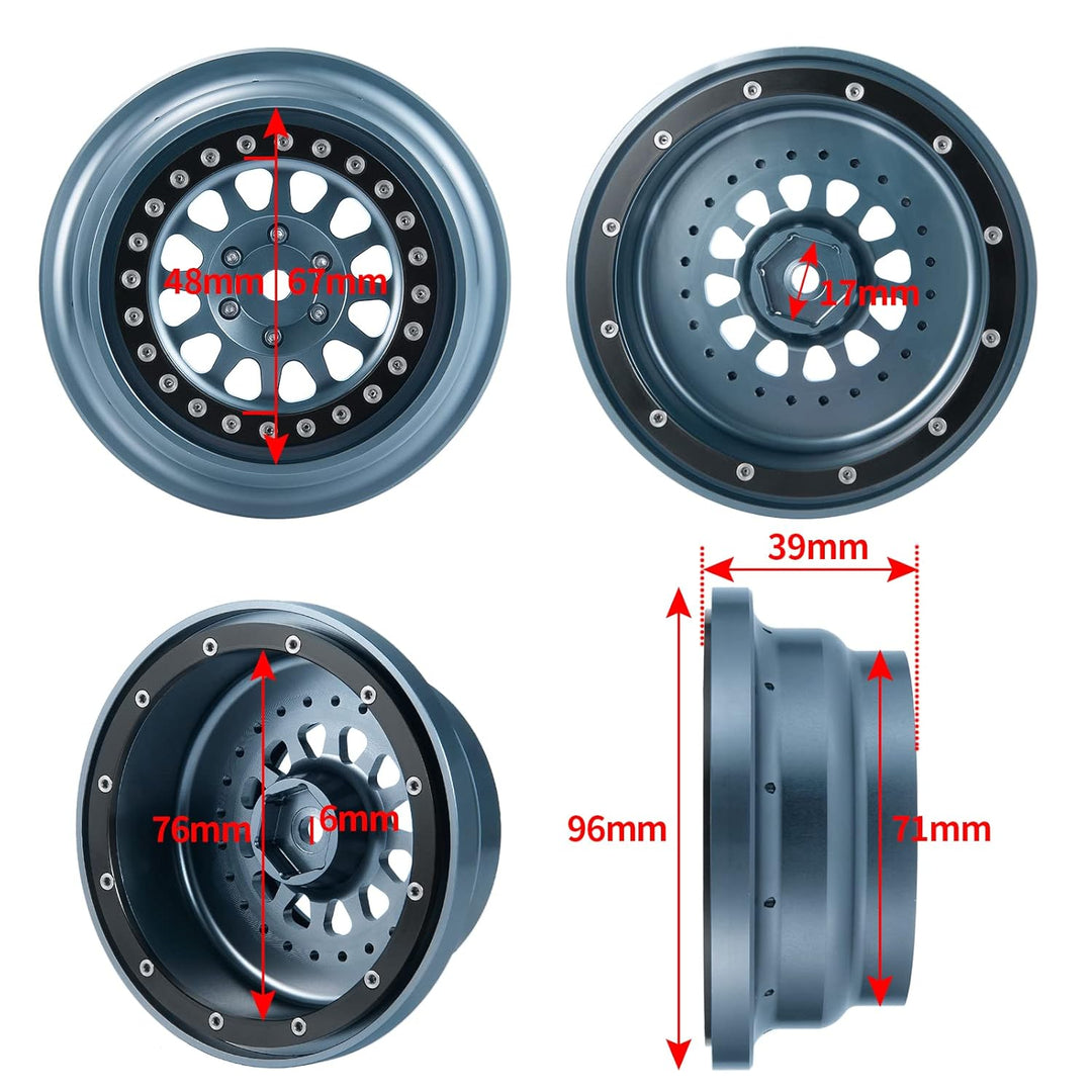 4 Stück Alumium Beadlock Felgennabe für UDR Unlimited Desert Racer 1:7 Upgrade Teile