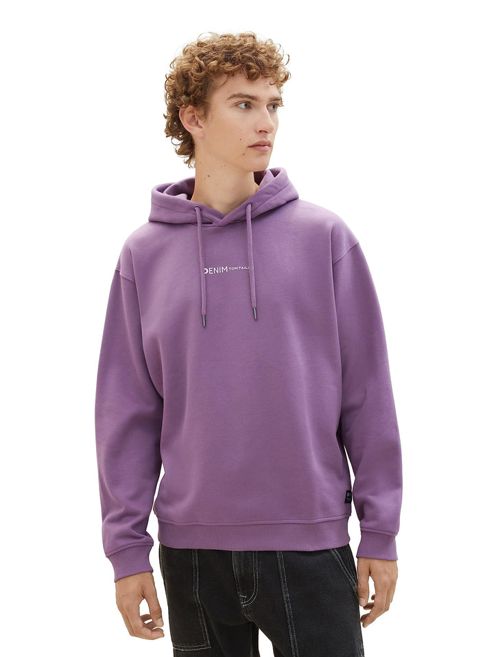 TOM TAILOR Denim Herren Hoodie Sweatshirt mit Logo-Print S 32248 - Dusty Grape, S 32248 - Dusty Grap