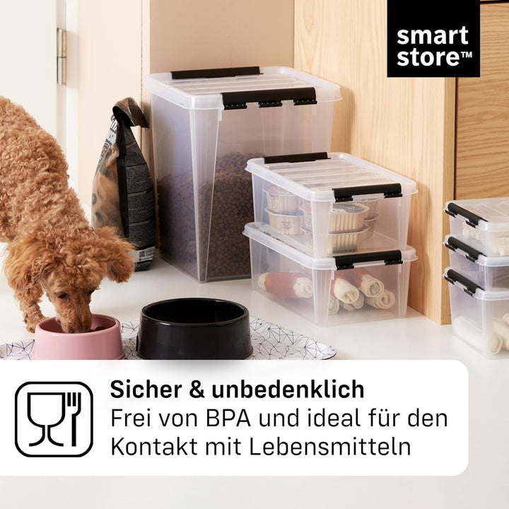 SmartStore ﻿aufbewahrungsbox mit deckel, 14 l, 4er-Pack, verstärkt, gross, transparent, für Lebensmi